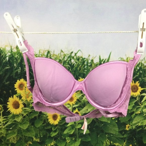 Victoria’s Secret Angels Bra Pink Lace Lined Demi 34C - Picture 1 of 7